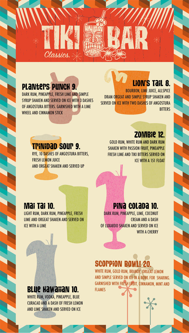 Tiki Bar Menu